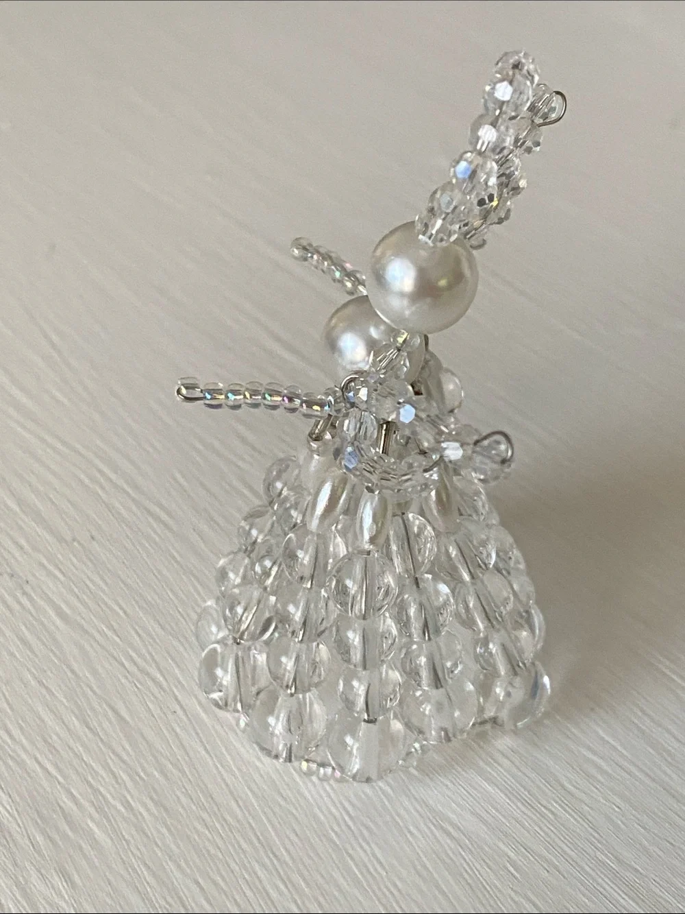3D Crystal Angel Ornament - Clear Crystals & Pearls Christmas Decor